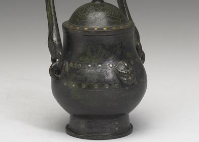 图片[3]-Gold and silver-inlaid you wine vessel with cloud pattern and swing handle, late Ming to early Qin dynasty, 17th century-China Archive